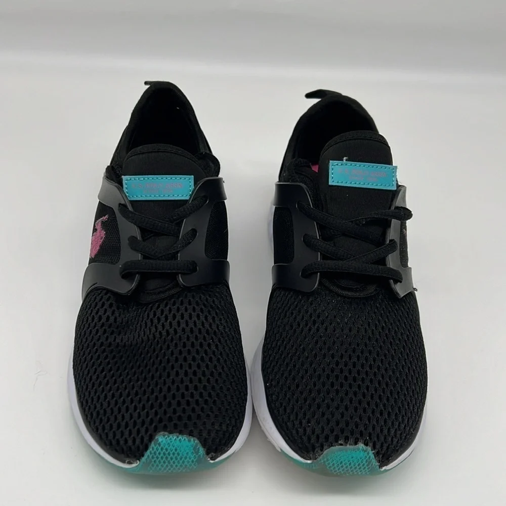 US Polo Association NW8110 Morale -M Black Sneaker Pink Turquoise Accents size 6